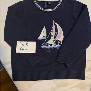 Janie and Jack Navy Sweater with Sailboat Design